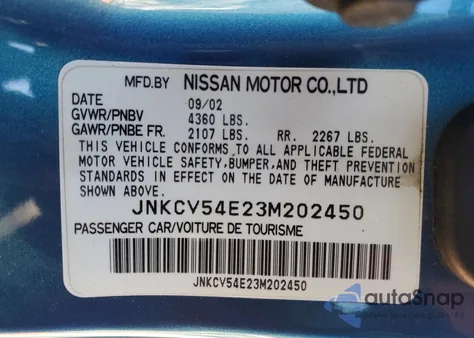 2003 Infiniti G35 Base z USA, uszkodzony, nr VIN JNKCV54E23M202450